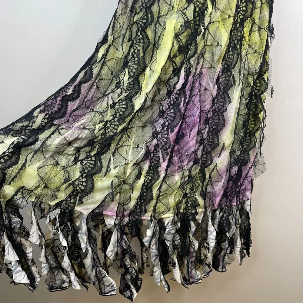 Lindi NY Whimsigoth Fairy‎ Grunge Midi Dress Size M Reversible Fringe Lace Flowy - Picture 5 of 14